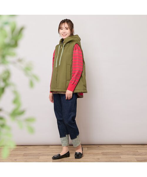 PISANO / ピサーノ ベスト | キャメル入り中綿・ジップアップフーディージレ | 詳細16