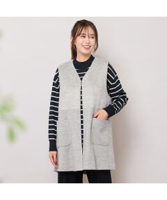 PISANO / ピサーノ ベスト | Vネック・シャギー切り替えニットソージレ