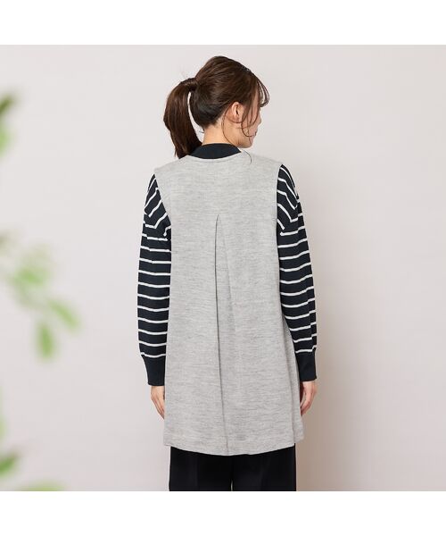 PISANO / ピサーノ ベスト | Vネック・シャギー切り替えニットソージレ | 詳細2