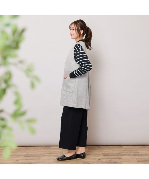 PISANO / ピサーノ ベスト | Vネック・シャギー切り替えニットソージレ | 詳細6