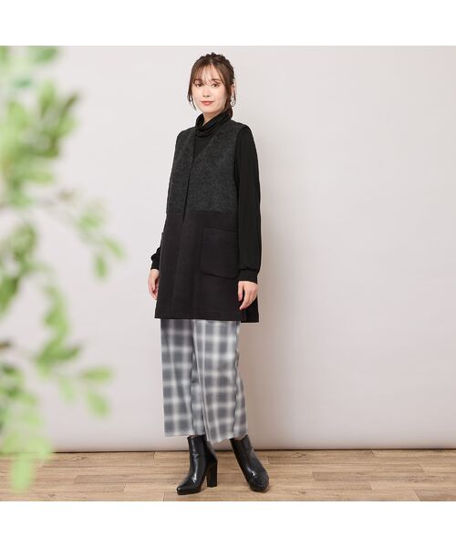 PISANO / ピサーノ ベスト | Vネック・シャギー切り替えニットソージレ | 詳細12