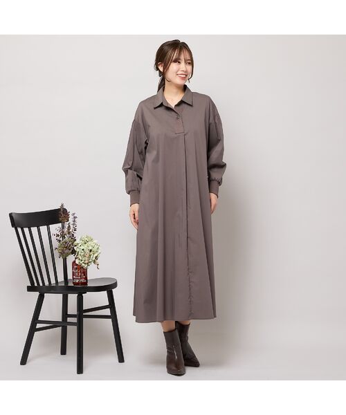 PISANO / ピサーノ ミニ丈・ひざ丈ワンピース | 【手洗いOK】Aライン・オープンカラーワンピース | 詳細1