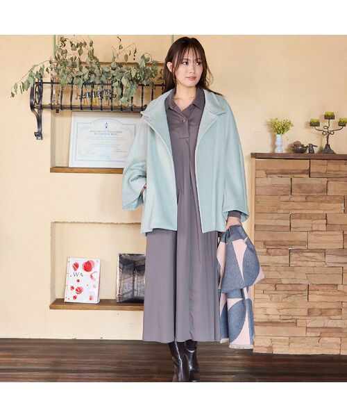 PISANO / ピサーノ ミニ丈・ひざ丈ワンピース | 【手洗いOK】Aライン・オープンカラーワンピース | 詳細4