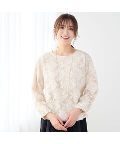 PISANO / ピサーノ シャツ・ブラウス | 【手洗いOK】チュールジャカード・ラウンドネックギャザーブラウス