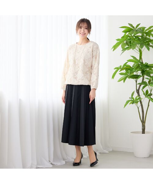 PISANO / ピサーノ シャツ・ブラウス | 【手洗いOK】チュールジャカード・ラウンドネックギャザーブラウス | 詳細2