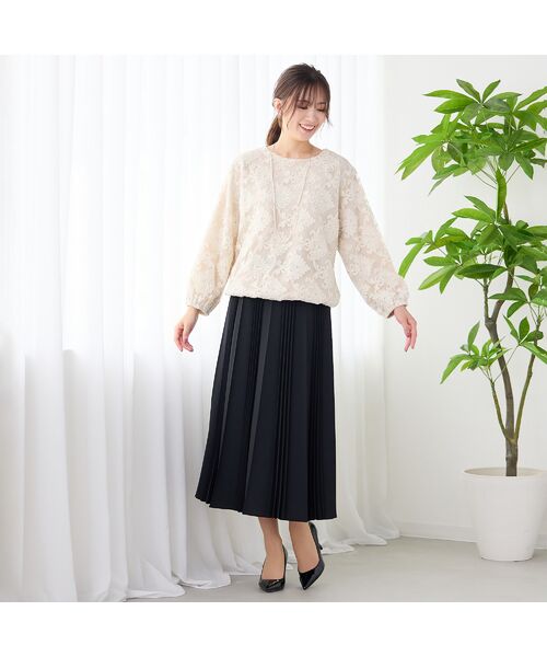 PISANO / ピサーノ シャツ・ブラウス | 【手洗いOK】チュールジャカード・ラウンドネックギャザーブラウス | 詳細3