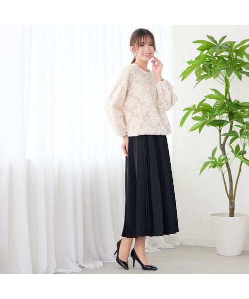 PISANO / ピサーノ シャツ・ブラウス | 【手洗いOK】チュールジャカード・ラウンドネックギャザーブラウス | 詳細5