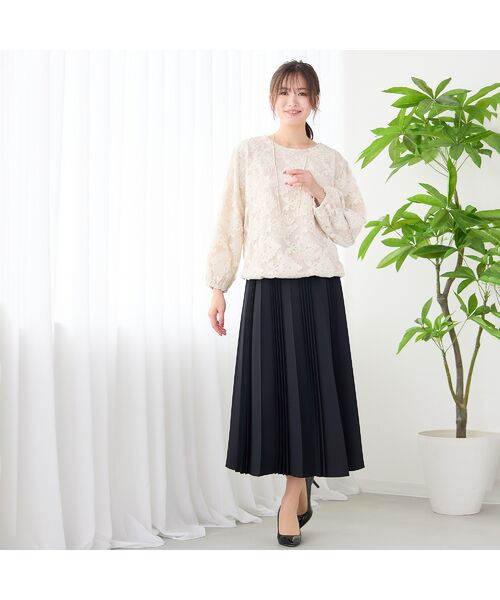 PISANO / ピサーノ シャツ・ブラウス | 【手洗いOK】チュールジャカード・ラウンドネックギャザーブラウス | 詳細6