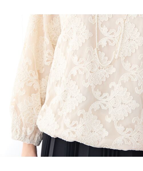 PISANO / ピサーノ シャツ・ブラウス | 【手洗いOK】チュールジャカード・ラウンドネックギャザーブラウス | 詳細7
