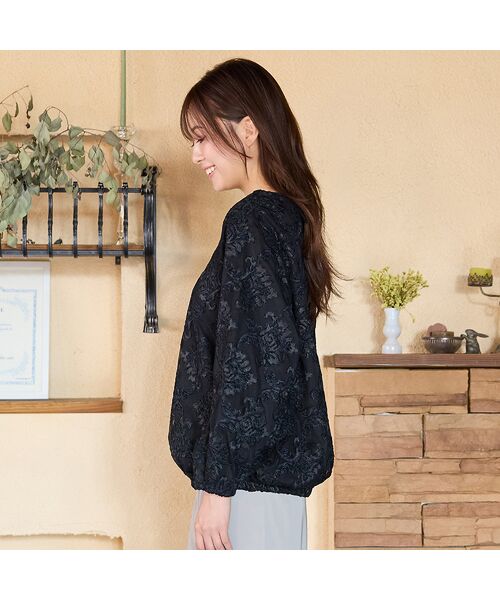 PISANO / ピサーノ シャツ・ブラウス | 【手洗いOK】チュールジャカード・ラウンドネックギャザーブラウス | 詳細8