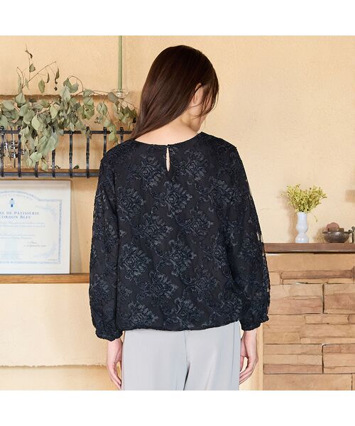 PISANO / ピサーノ シャツ・ブラウス | 【手洗いOK】チュールジャカード・ラウンドネックギャザーブラウス | 詳細9