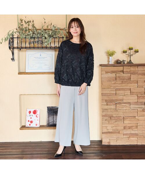 PISANO / ピサーノ シャツ・ブラウス | 【手洗いOK】チュールジャカード・ラウンドネックギャザーブラウス | 詳細10