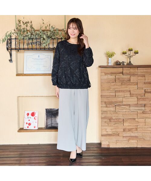 PISANO / ピサーノ シャツ・ブラウス | 【手洗いOK】チュールジャカード・ラウンドネックギャザーブラウス | 詳細11