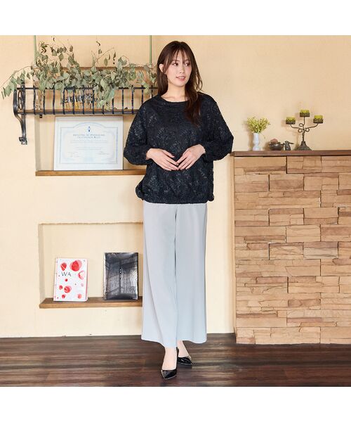 PISANO / ピサーノ シャツ・ブラウス | 【手洗いOK】チュールジャカード・ラウンドネックギャザーブラウス | 詳細12