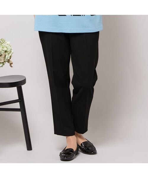 PISANO / ピサーノ ショート・ハーフ・半端丈パンツ | 【手洗いOK】真空プリーツ・アンクル丈パンツ(無地)(ブラック)