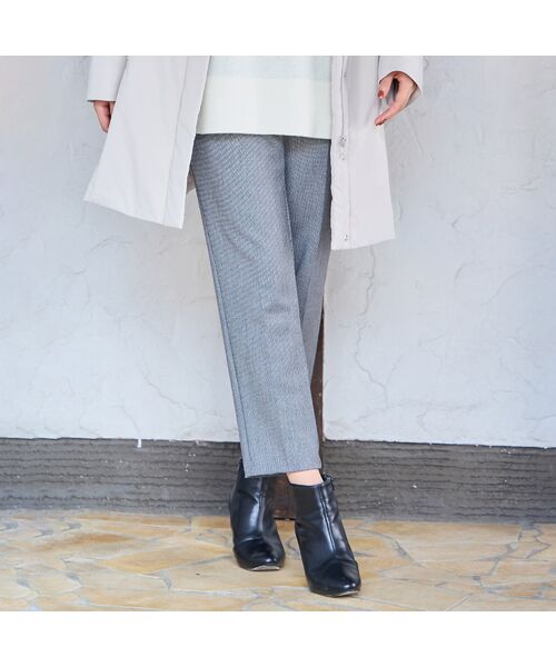 PISANO / ピサーノ ショート・ハーフ・半端丈パンツ | 【手洗いOK・吸湿発熱】真空プリーツ・アンクル丈パンツ(千鳥)(ブラック)