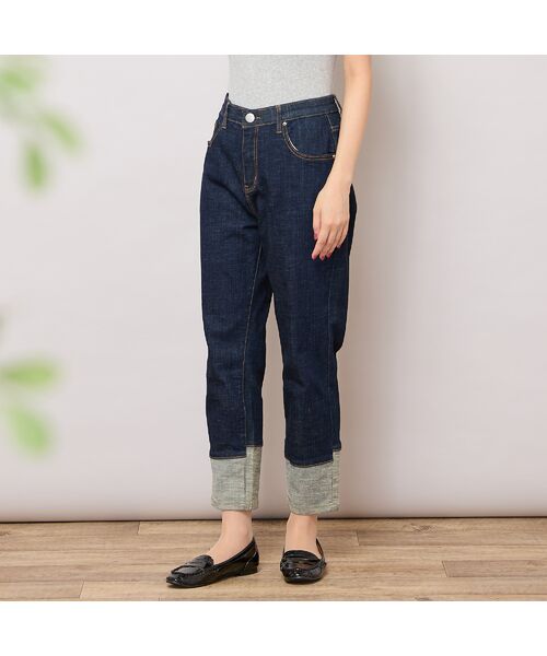 PISANO / ピサーノ デニムパンツ | 【手洗いOK・INDIMARKコラボ】デニムストレート・裾切り替えパンツ | 詳細2