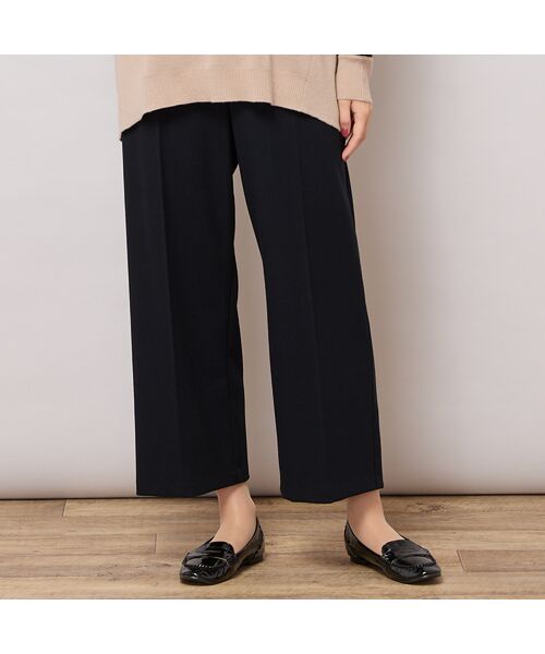 PISANO / ピサーノ ショート・ハーフ・半端丈パンツ | 【手洗いOK】真空プリーツ・ワイドストレートパンツ(ダークブルー)