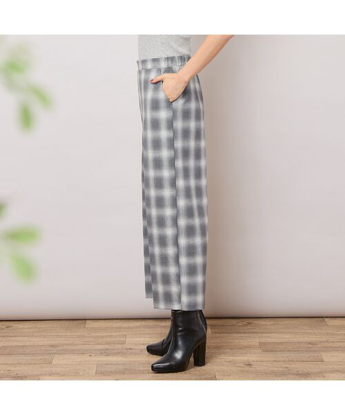 PISANO / ピサーノ ショート・ハーフ・半端丈パンツ | 【手洗いOK】真空プリーツ・ワイドストレートパンツ(チェック) | 詳細1