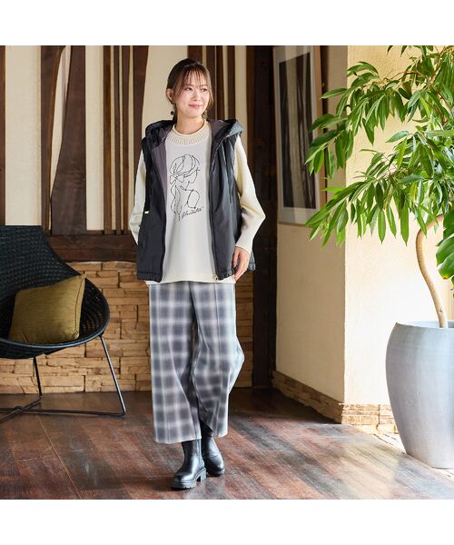 PISANO / ピサーノ ショート・ハーフ・半端丈パンツ | 【手洗いOK】真空プリーツ・ワイドストレートパンツ(チェック) | 詳細10