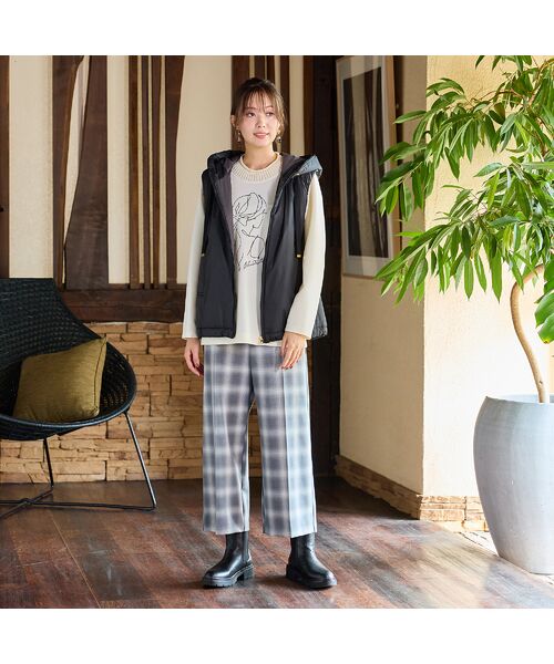 PISANO / ピサーノ ショート・ハーフ・半端丈パンツ | 【手洗いOK】真空プリーツ・ワイドストレートパンツ(チェック) | 詳細11