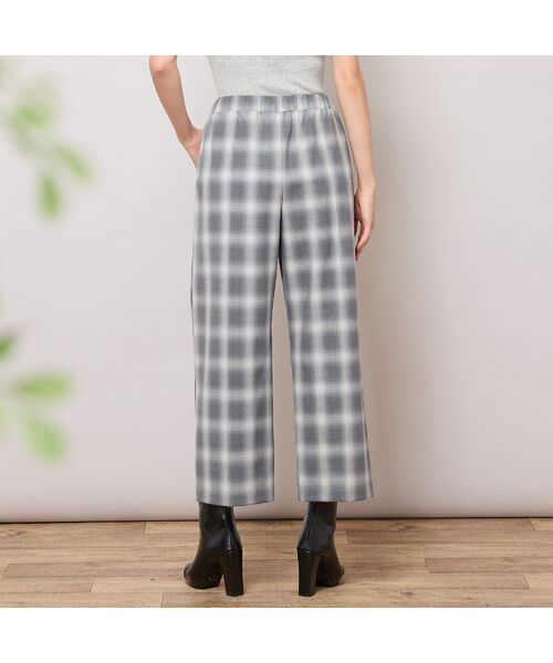 PISANO / ピサーノ ショート・ハーフ・半端丈パンツ | 【手洗いOK】真空プリーツ・ワイドストレートパンツ(チェック) | 詳細2