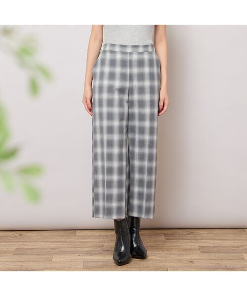 PISANO / ピサーノ ショート・ハーフ・半端丈パンツ | 【手洗いOK】真空プリーツ・ワイドストレートパンツ(チェック) | 詳細3
