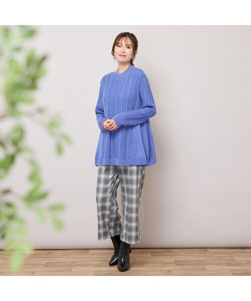 PISANO / ピサーノ ショート・ハーフ・半端丈パンツ | 【手洗いOK】真空プリーツ・ワイドストレートパンツ(チェック) | 詳細7