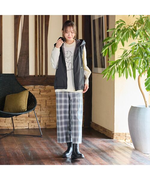 PISANO / ピサーノ ショート・ハーフ・半端丈パンツ | 【手洗いOK】真空プリーツ・ワイドストレートパンツ(チェック) | 詳細9