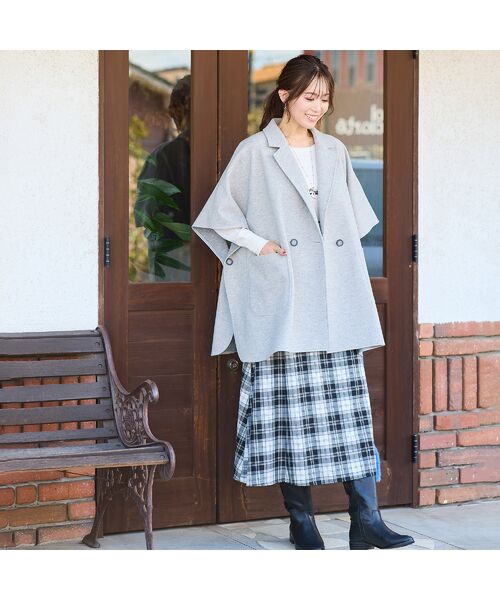 PISANO / ピサーノ ポンチョ | 【吸湿発熱】テーラードカラー・ポンチョジャケット | 詳細3