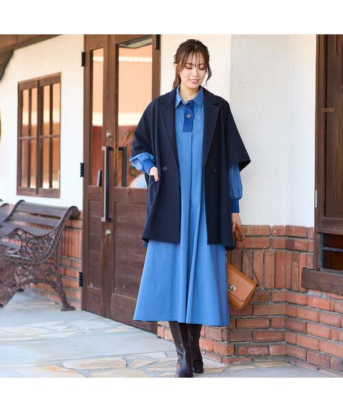 PISANO / ピサーノ ポンチョ | 【吸湿発熱】テーラードカラー・ポンチョジャケット | 詳細13