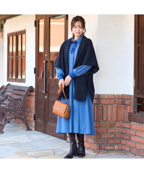 PISANO / ピサーノ ポンチョ | 【吸湿発熱】テーラードカラー・ポンチョジャケット | 詳細14