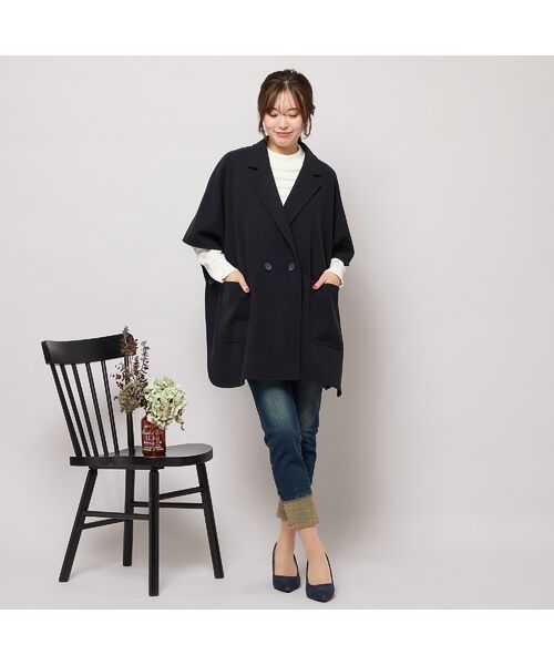 PISANO / ピサーノ ポンチョ | 【吸湿発熱】テーラードカラー・ポンチョジャケット | 詳細15