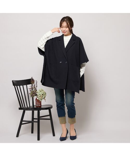 PISANO / ピサーノ ポンチョ | 【吸湿発熱】テーラードカラー・ポンチョジャケット | 詳細17