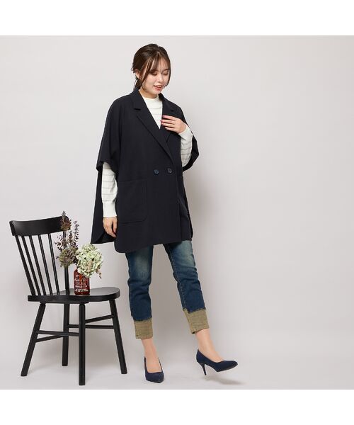 PISANO / ピサーノ ポンチョ | 【吸湿発熱】テーラードカラー・ポンチョジャケット | 詳細18