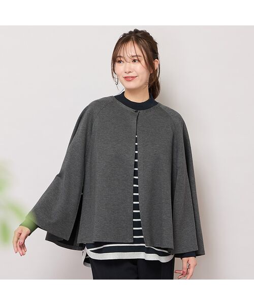 PISANO/ピサーノ ラウンドネック・ポンチョジャケット チャコール F