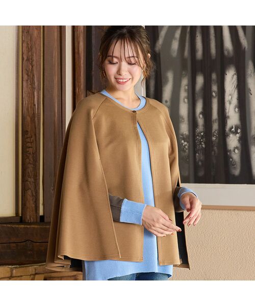 PISANO/ピサーノ ラウンドネック・ポンチョジャケット ブラウン F