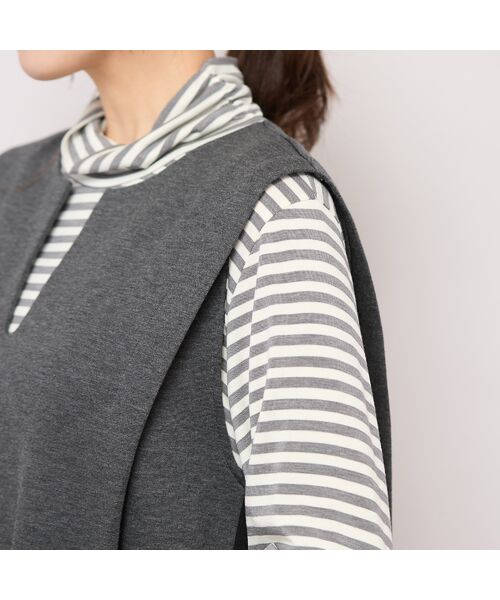 PISANO / ピサーノ ミニ丈・ひざ丈ワンピース | サイド切り替え・パワーショルダーワンピース | 詳細11