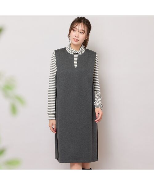 PISANO / ピサーノ ミニ丈・ひざ丈ワンピース | サイド切り替え・パワーショルダーワンピース | 詳細3