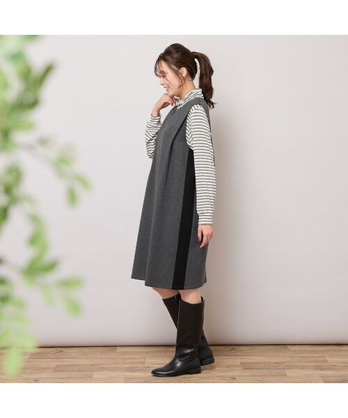 PISANO / ピサーノ ミニ丈・ひざ丈ワンピース | サイド切り替え・パワーショルダーワンピース | 詳細4