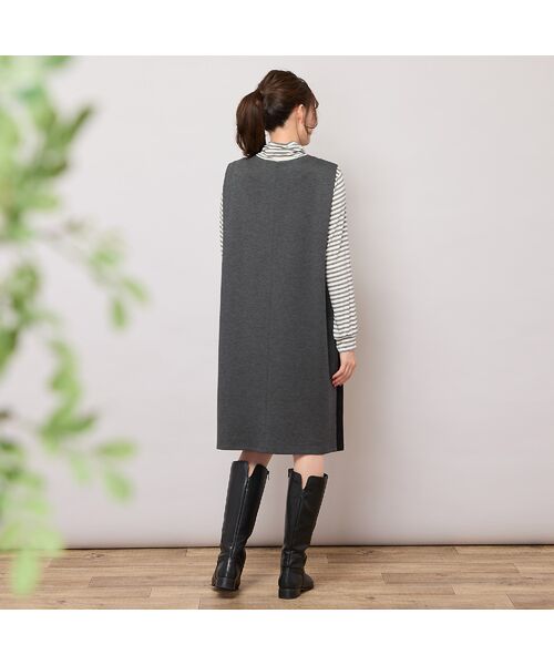 PISANO / ピサーノ ミニ丈・ひざ丈ワンピース | サイド切り替え・パワーショルダーワンピース | 詳細5