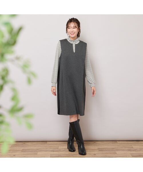 PISANO / ピサーノ ミニ丈・ひざ丈ワンピース | サイド切り替え・パワーショルダーワンピース | 詳細6