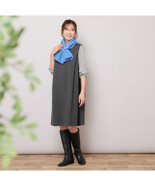 PISANO / ピサーノ ミニ丈・ひざ丈ワンピース | サイド切り替え・パワーショルダーワンピース | 詳細8