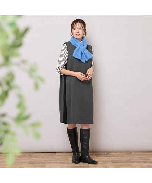 PISANO / ピサーノ ミニ丈・ひざ丈ワンピース | サイド切り替え・パワーショルダーワンピース | 詳細9