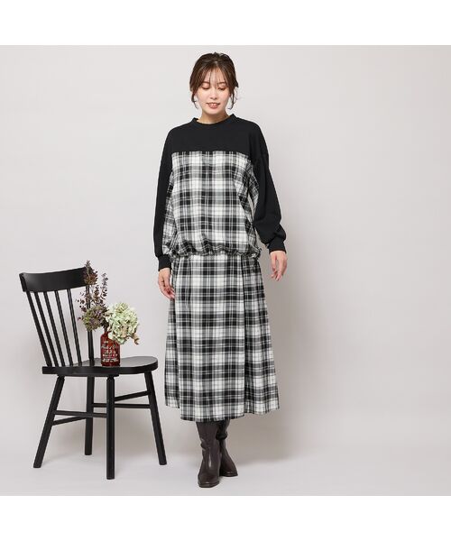 PISANO / ピサーノ カットソー | 【セットアップ対応】スタンドカラー・チェック柄トップ | 詳細3