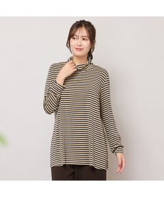 PISANO / ピサーノ カットソー | 【手洗いOK・吸湿発熱】ボーダーハイネックカットソー