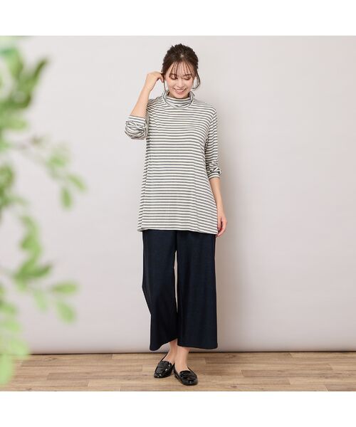 PISANO / ピサーノ カットソー | 【手洗いOK・吸湿発熱】ボーダーハイネックカットソー | 詳細3
