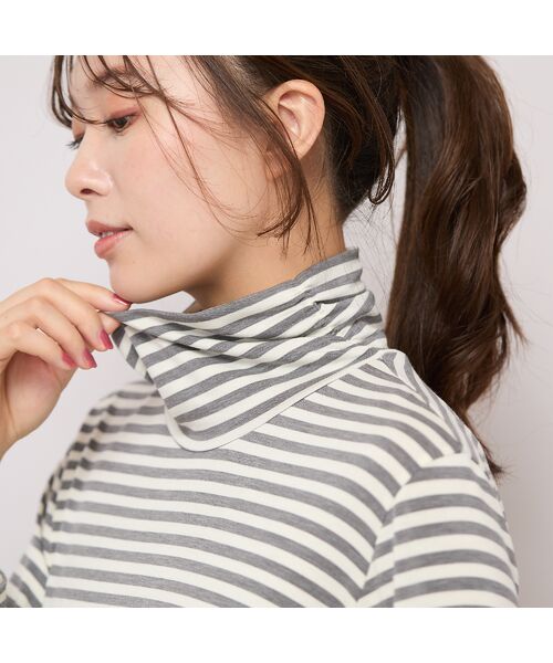 PISANO / ピサーノ カットソー | 【手洗いOK・吸湿発熱】ボーダーハイネックカットソー | 詳細8