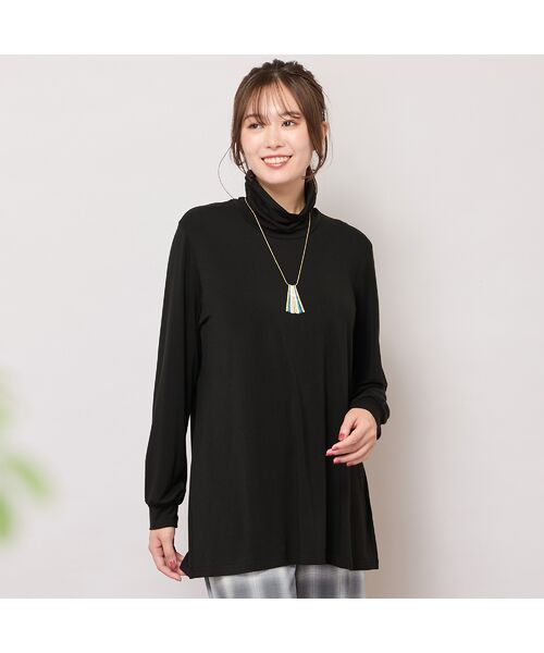 PISANO / ピサーノ カットソー | 【手洗いOK・吸湿発熱】ハイネックカットソー(ブラック)(ブラック)