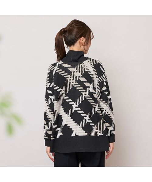 PISANO / ピサーノ カットソー | 【手洗いOK】パネルプリントWジャカードハイネック | 詳細2